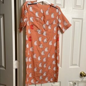 Cat Print Orange Sheath Dress